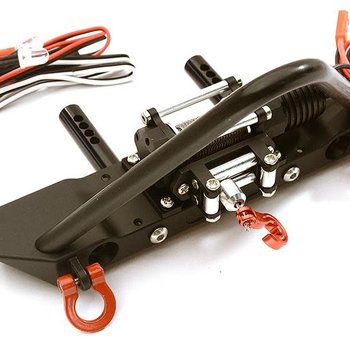 Integy Realistic Front Alloy Bumper w/ Winch & LED for Traxxas TRX-4 w/ 43mm Mount C28491BLACK