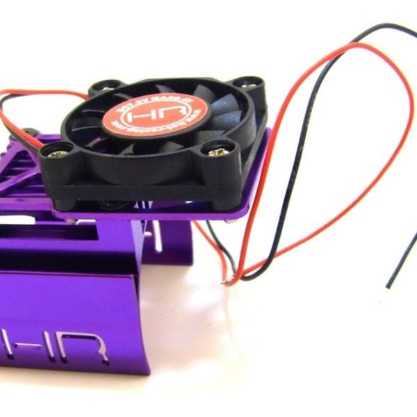HOT RACING Clip-On Motor Heat Sink W/ Fan and Adjustable Mount (Purple)