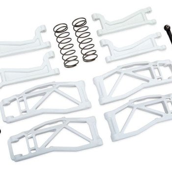 Traxxas Suspension kit, WideMaxx, white (includes front & rear suspension arms, front toe links, rear shock springs)