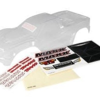 Traxxas Body, Maxx (clear, untrimmed, requires painting)/ window masks/ decal sheet