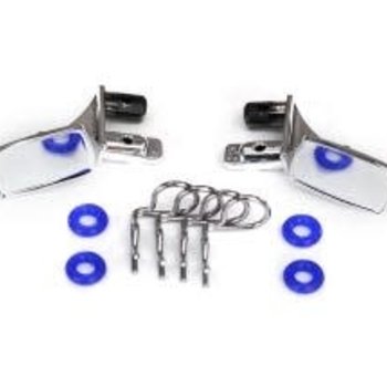 Traxxas Mirrors, side, chrome (left & right)/ o-rings (4)/ body clips (4) (fits #8130 body)