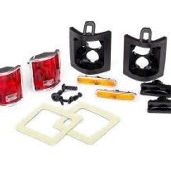 Traxxas Tail lights, left & right (assembled)/ tail light retainers, left & right/ side marker lights (assembled) (2)/ side marker retainers (2)/ mounting tape (2)/ 1.6x5 BCS (self-tapping) (4)/ 2.6x8 BCS (2) (fits #8130 body)