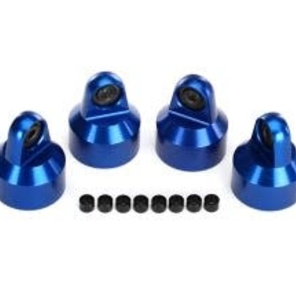 Traxxas Shock caps, aluminum (blue-anodized), GTX shocks (4)/ spacers (8)