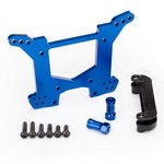 Traxxas Shock tower, rear, 7075-T6 aluminum (blue-anodized) (1)/ body mount bracket (1)