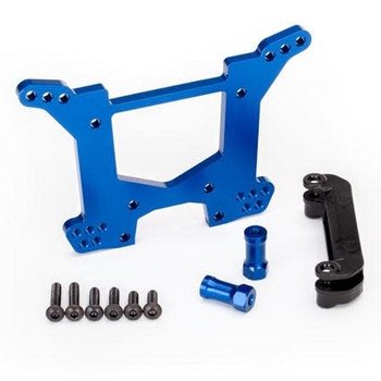 Traxxas Shock tower, rear, 7075-T6 aluminum (blue-anodized) (1)/ body mount bracket (1)