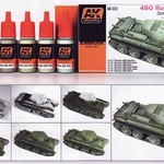 AKI AFV Acrylic Paint Set: 4BO Russian Green Color Modulation Set