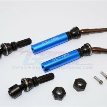 GPM GPM RACING TRAXXAS SLASH 4X4 BLUE METAL REAR CVD DRIVESHAFTS W/ ALUMINUM WHEEL HEXES SSLA1277RH-B