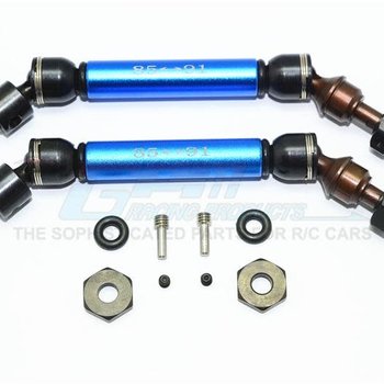 GPM TRAXXAS SLASH 4X4 STEEL + ALUMINIUM FRONT CVD DRIVE SHAFT WITH 12MM X 6MM WHEEL HEX - 1PR (BLUE)