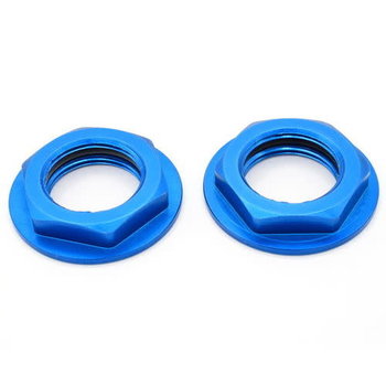 HOT RACING Hot Racing WHM2306F Aluminum Blue Flanged M17 23mm Hex Lock Nut (2)