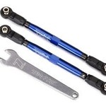 Traxxas Toe links, front, Unlimited Desert Racer (TUBES blue-anodized, 7075-T6 aluminum, stronger than titanium) (102mm) (2) (assembled with rod ends and hollow balls)/ aluminum wrench, 7mm (1)