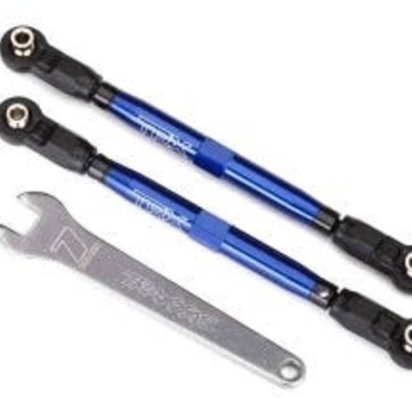 Traxxas Toe links, front, Unlimited Desert Racer (TUBES blue-anodized, 7075-T6 aluminum, stronger than titanium) (102mm) (2) (assembled with rod ends and hollow balls)/ aluminum wrench, 7mm (1)