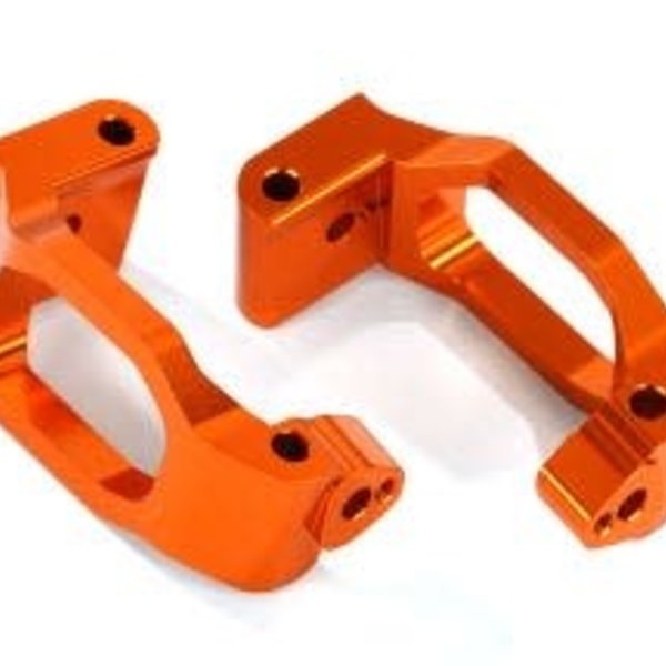 Traxxas Caster blocks (c-hubs), 6061-T6 aluminum (orange-anodized), left & right/ 4x22mm pin (4)/ 3x6mm BCS (4)/ retainers (4)