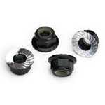 Traxxas Nuts, 5mm flanged nylon locking (aluminum, black-anodized, serrated) (4)