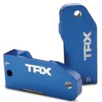 Traxxas Caster blocks, 30-degree, blue-anodized 6061-T6 aluminum (left & right)/ suspension screw pin (2)