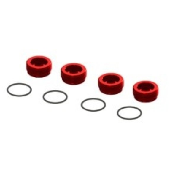 arrma Aluminum Front Hub Nut Red (4) inc O-Rings