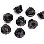 Traxxas Nuts, 5mm flanged nylon locking (steel, black serrated) (8)