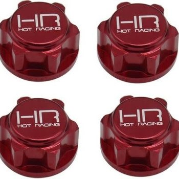 HOT RACING Hot Racing ERVT10C02 Red Aluminum 17mm Dirt Shield Wheel Nuts E-revo 2.0