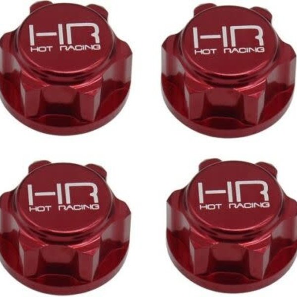 HOT RACING Hot Racing ERVT10C02 Red Aluminum 17mm Dirt Shield Wheel Nuts E-revo 2.0