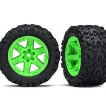 Traxxas Tires & wheels, assembled, glued (2.8') (RXT green wheels, Talon Extreme tires, foam inserts) (2) (TSM rated)