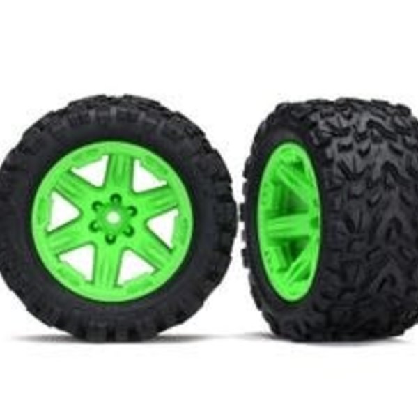 Traxxas Tires & wheels, assembled, glued (2.8') (RXT green wheels, Talon Extreme tires, foam inserts) (2) (TSM rated)