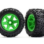 Traxxas Tires & wheels, assembled, glued (green wheels, Talon EXT tires, foam inserts) (2) (17mm splined) (TSM rated)