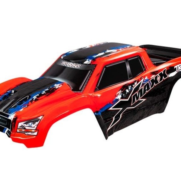 Traxxas Body, X-Maxx®, red (painted, decals applied) (assembled with front & rear body mounts, rear body support, and tailgate protector)(GRD SHIP INC)
