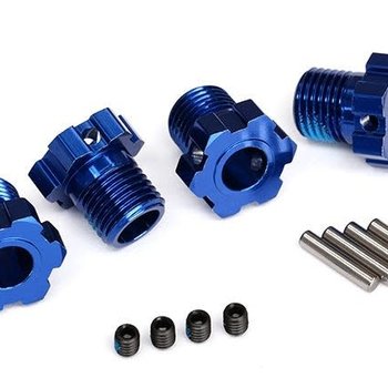 Traxxas Wheel hubs, splined, 17mm (blue-anodized) (4)/ 4x5 GS (4), 3x14mm pin (4)