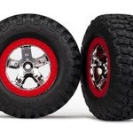 Traxxas 5869 Tires/Whls Assembled Red Beadlock Slash VXL (2)