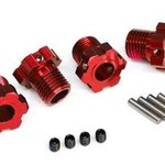 Traxxas Wheel hubs, splined, 17mm (red-anodized) (4)/ 4x5 GS (4), 3x14mm pin (4)