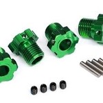 Traxxas Wheel hubs, splined, 17mm (green-anodized) (4)/ 4x5 GS (4), 3x14mm pin (4)