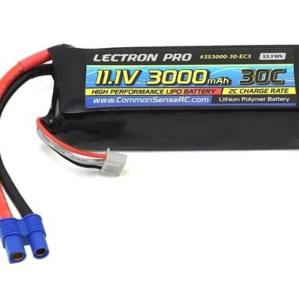 Commonsence RC Lectron Pro 11.1 volt - 3000mAh 30C with EC3 Connector for the Blade 350 QX