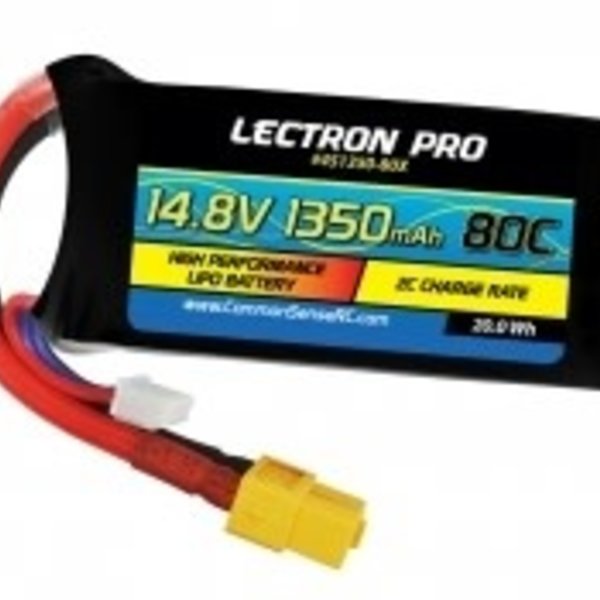 Commonsence RC 4S1350-80X  Lectron Pro 14.8V 1350mAh 80C Lipo Battery with XT60 Connector for FPV Racers