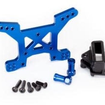 Traxxas Shock tower, front, 7075-T6 aluminum (blue-anodized) (1)/ body mount bracket (1)