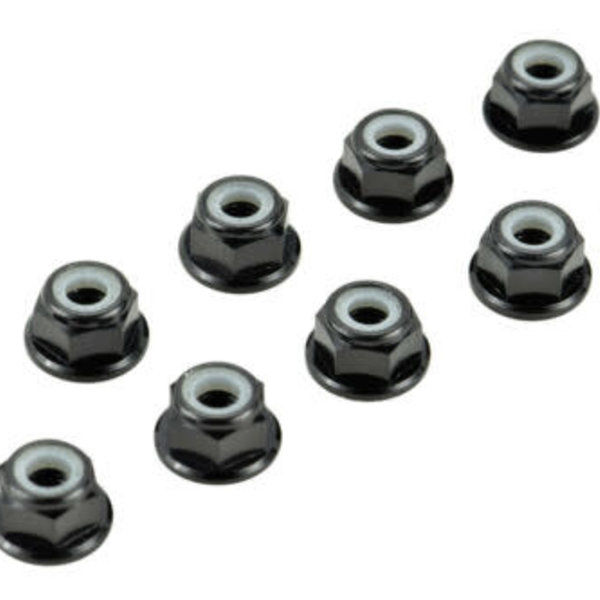 APEX Apex RC Products Black 4mm Aluminum Serrated Nylon Locknut Wheel Nut Set #9800