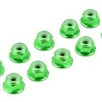 APEX Apex RC Products Green 4mm Aluminum Serrated Nylon Locknut Wheel Nut Set #9802