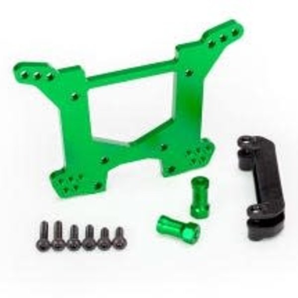 Traxxas Shock tower, rear, 7075-T6 aluminum (green-anodized) (1)/ body mount bracket (1)