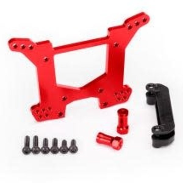 Traxxas Shock tower, rear, 7075-T6 aluminum (red-anodized) (1)/ body mount bracket (1)