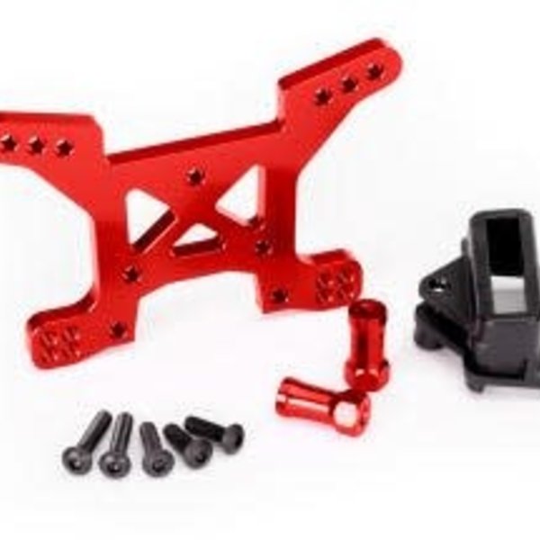 Traxxas Shock tower, front, 7075-T6 aluminum (red-anodized) (1)/ body mount bracket (1)