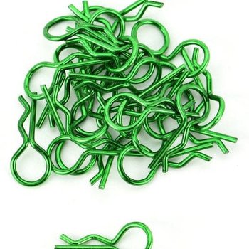 APEX Apex RC Products Green 1/10 Large Bent RC Anodized Body Clips - 25pcs #4031GR