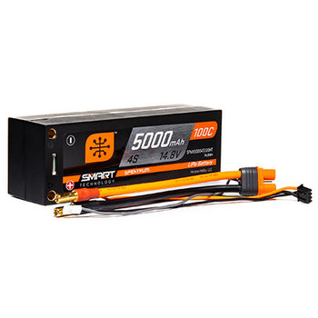 Spektrum 5000mAh 4S 14.8V 100C Smart LiPo Short; 5mm Tubes