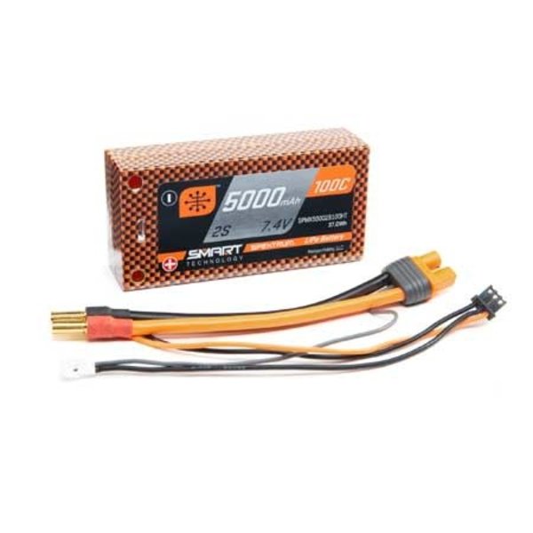 Spektrum 5000mAh 2S 7.4V 100C Smart LiPo Short 5mm Tubes