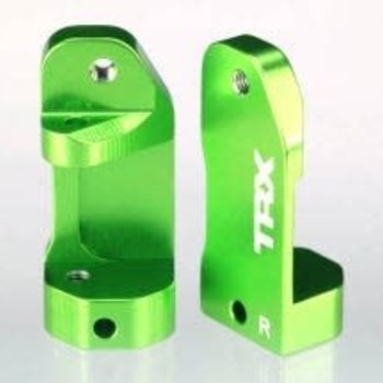 Traxxas Caster blocks, 30-degree, green-anodized 6061-T6 aluminum (left & right)/ suspension screw pin (2)