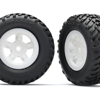 Traxxas Tires and wheels, assembled, glued (SCT white wheels, SCT off-road racing tires) (1 each, right & left)