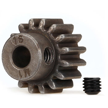 Traxxas Gear, 16-T pinion (1.0 metric pitch) (fits 5mm shaft)/ set screw (compatible with steel spur gears)