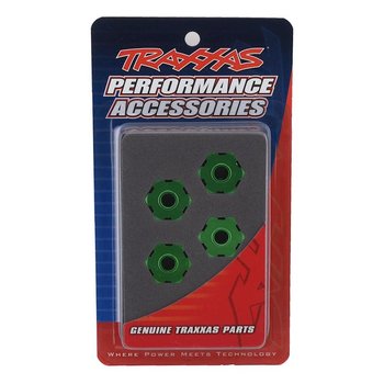 Traxxas Wheel hubs, hex, aluminum (green-anodized) (4)/ 4x13mm screw pins (4)