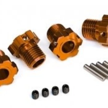 Traxxas Wheel hubs, splined, 17mm (ORANGE-anodized) (4)/ 4x5 GS (4), 3x14mm pin (4)