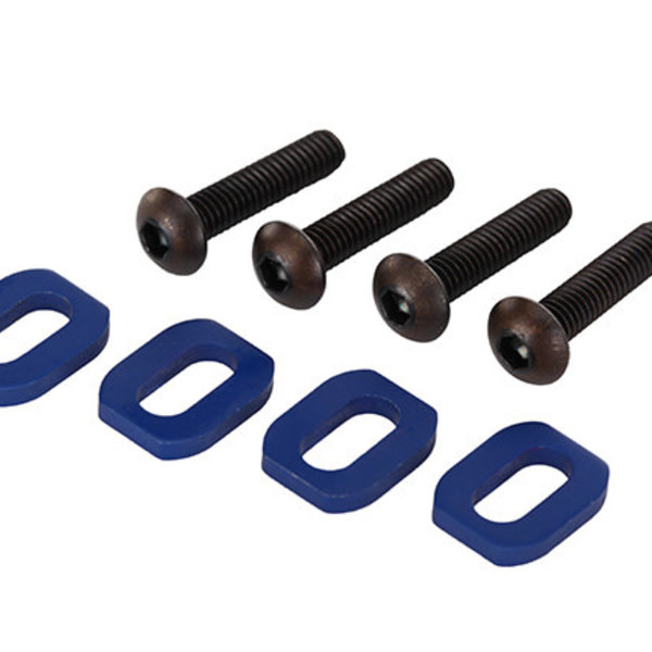 Traxxas Washers, motor mount, aluminum (blue-anodized) (4)/ 4x18mm BCS (4)