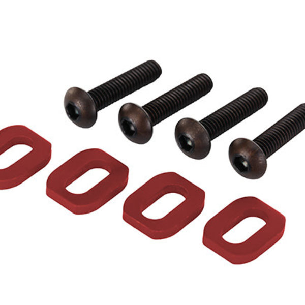 Traxxas Washers, motor mount, aluminum (red-anodized) (4)/ 4x18mm BCS (4)