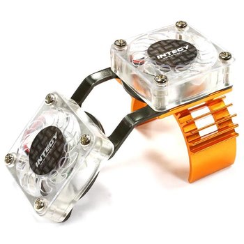Integy Motor Heatsink + Twin Cooling Fan for HPI 1/10 Blitz T6666ORANGE