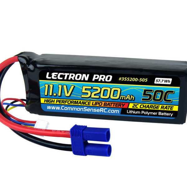 Commonsence RC Lectron Pro™ 11.1V 5200mAh 50C Lipo Battery with EC5 Connector